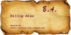 Billig Alex névjegykártya